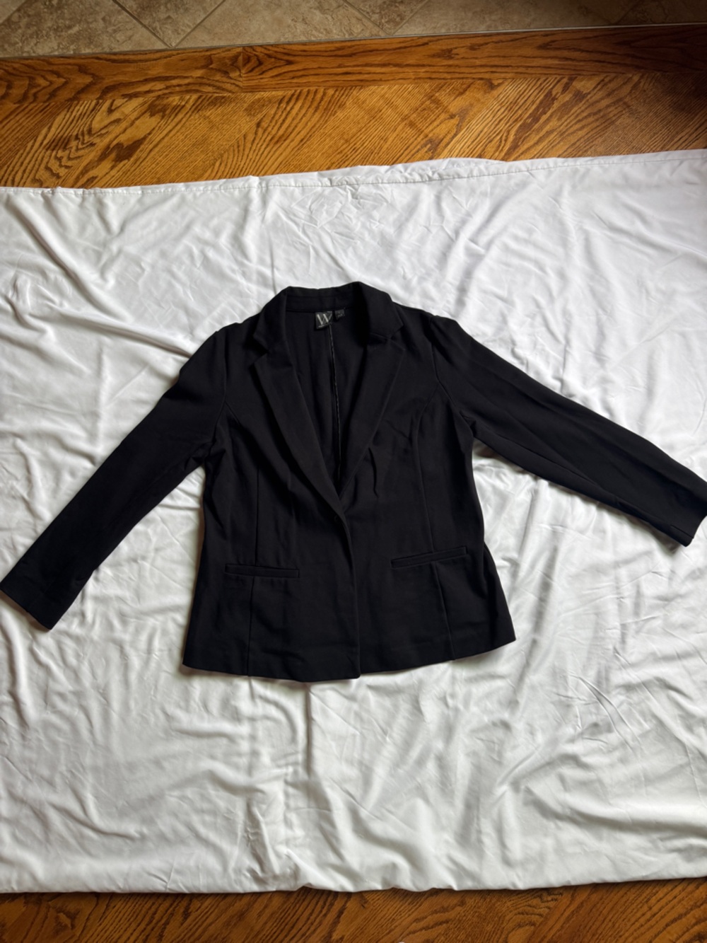 Worthington Womens L Black Open Front Blazer Minimalist Chic